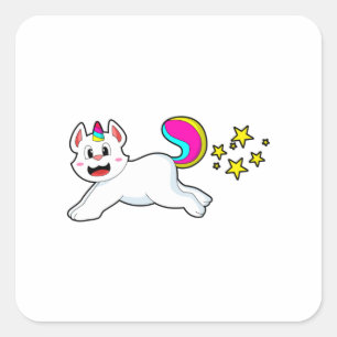 Cat as Unicorn Square Sticker