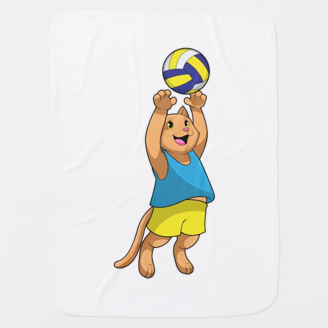 Cat as Volleyball player with Volleyball Baby Blanket (Front)