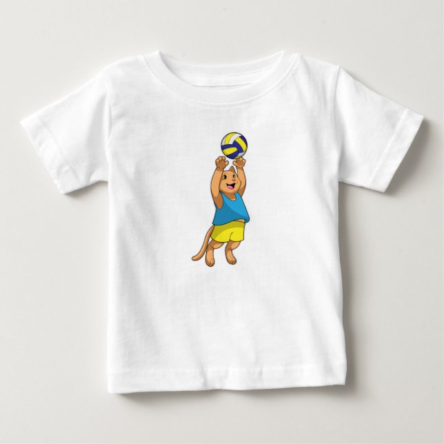 Cat as Volleyball player with Volleyball Baby T-Shirt (Front)