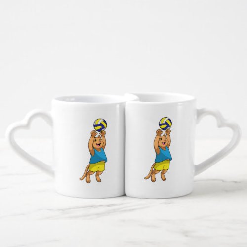 Cat as Volleyball player with Volleyball Coffee Mug Set