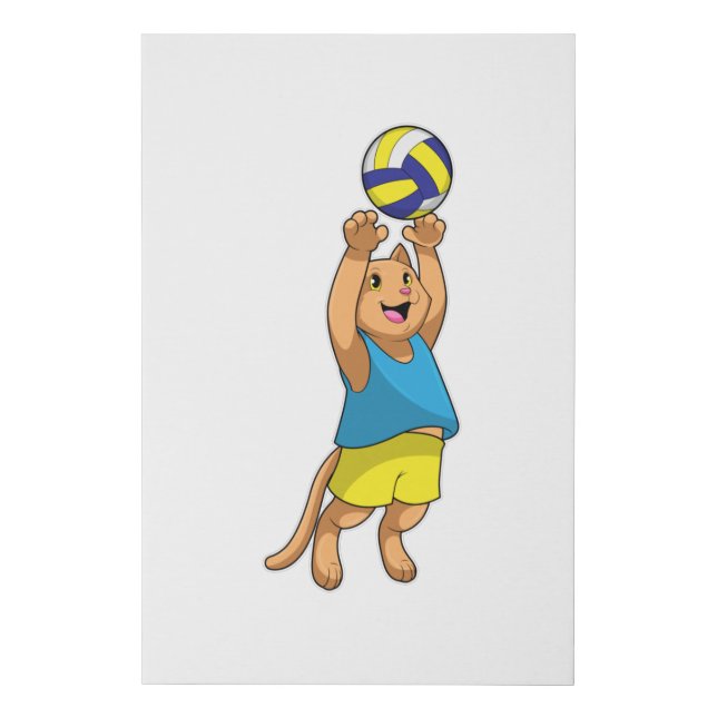 Cat as Volleyball player with Volleyball Faux Canvas Print (Front)