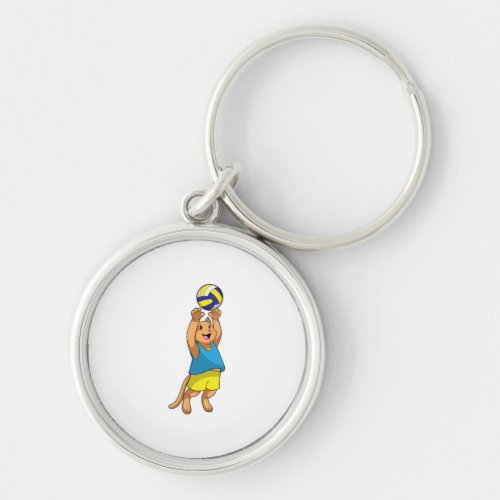 Cat as Volleyball player with Volleyball Keychain