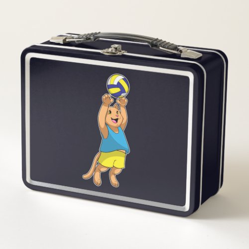 Cat as Volleyball player with Volleyball Metal Lunch Box