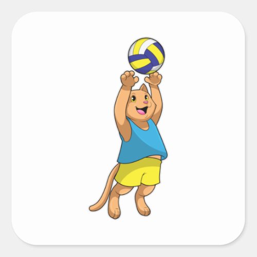 Cat as Volleyball player with Volleyball Square Sticker