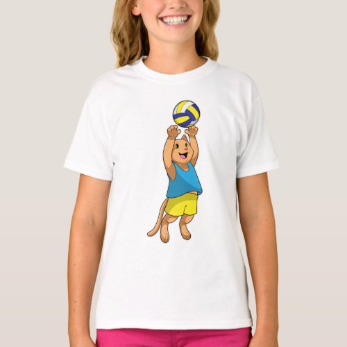 Cat as Volleyball player with Volleyball T_Shirt