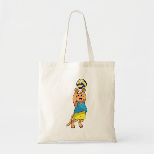 Cat as Volleyball player with Volleyball Tote Bag