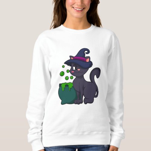 Cat as Witch with Caldron Sweatshirt