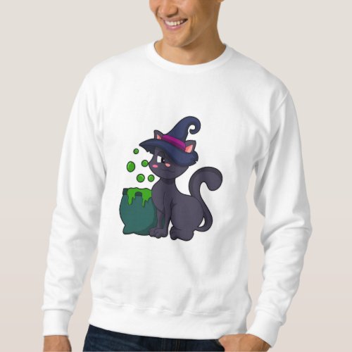 Cat as Witch with Caldron Sweatshirt