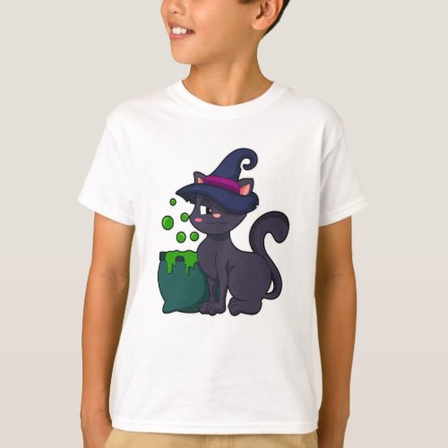 Cat as Witch with Caldron T_Shirt