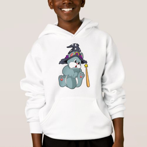 Cat as Wizard with Magic wand  Hat Hoodie