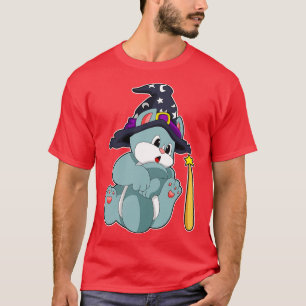 Cat As Wizard With Magic Wand  Hat  T-Shirt