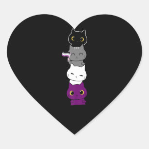 Cat Asexual Pride Cute Ace Flag Animal Pet Lovers Heart Sticker