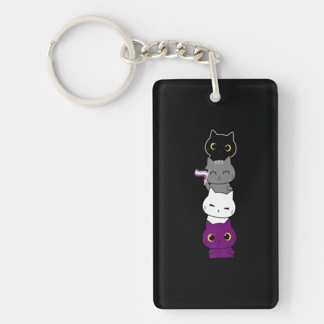 Cat Asexual Pride Cute Ace Flag Animal Pet Lovers Keychain (Front)