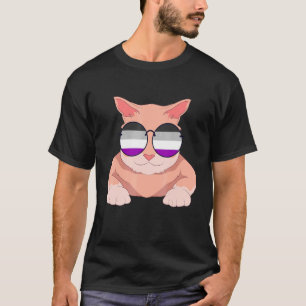 Cat Asexuality Flag Sunglasses Lgbt Ace Pride Asex T-Shirt