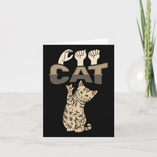 Cat Asl Hand Gesture Deaf Hearing Loss Awareness  Card