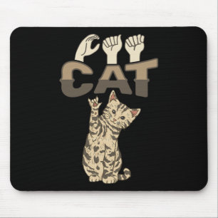 Cat Asl Hand Gesture Deaf Hearing Loss Awareness  Mouse Pad