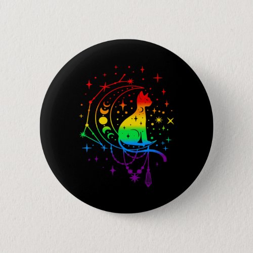 Cat Astrology Rainbow Gay Pride Lgbt Flag Cat Love Button