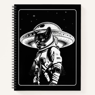 Cat Astronaut Alien UFO Science Fiction Notebook