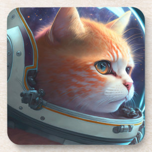 Cat Astronaut Beverage Coaster