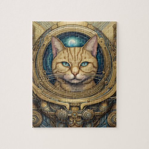 Cat astronaut cyberpunk art  jigsaw puzzle