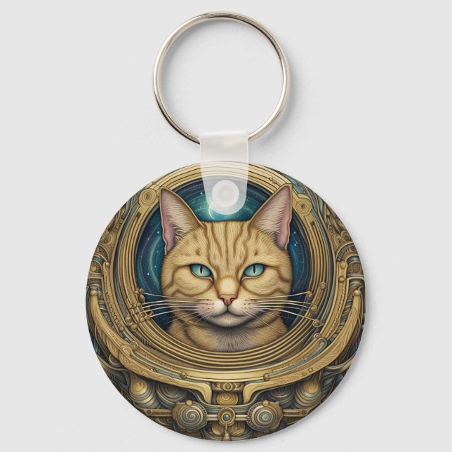 Cat astronaut cyberpunk art  keychain (Front)