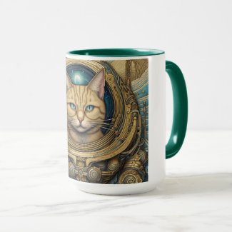 Cat astronaut cyberpunk art 