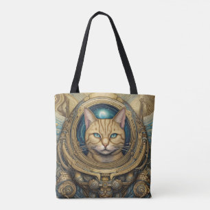 Cat astronaut cyberpunk art  tote bag