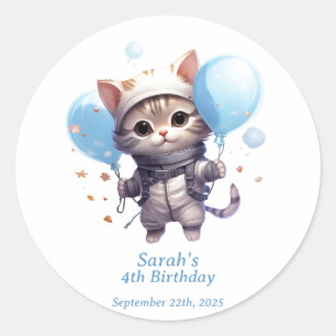 Cat Astronaut for Kids: Birthday Party Sticker