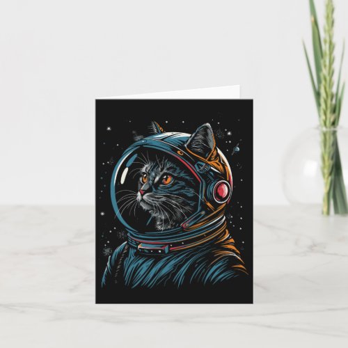 Cat Astronaut Funny Animal Design  Card
