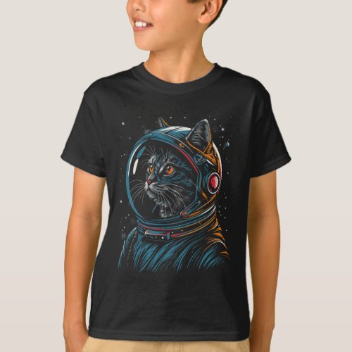 Cat Astronaut Funny Animal Design  T_Shirt