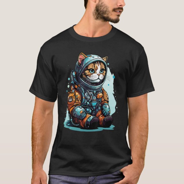 Cat Astronaut Helmet Space Explorer Astronauts Cat T-Shirt (Front)