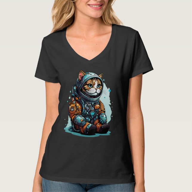 Cat Astronaut Helmet Space Explorer Astronauts Cat T-Shirt (Front)