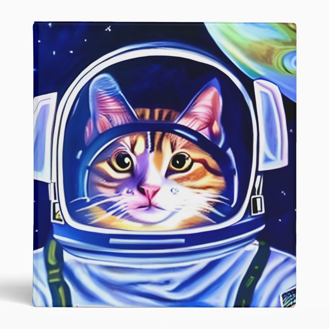 Cat Astronaut in Space  3 Ring Binder (Front)