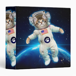 Cat astronaut in space 3 ring binder