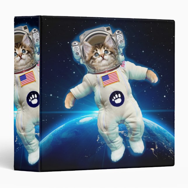 Cat astronaut in space 3 ring binder (Front/Spine)