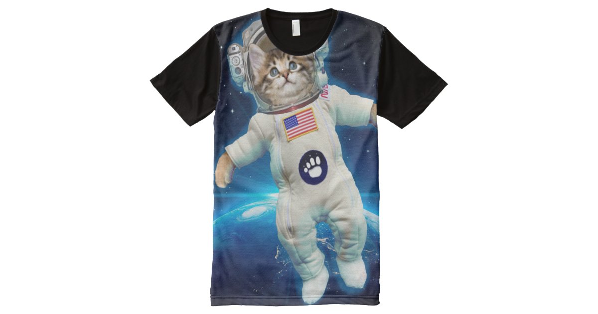 Cat Astronaut In Space All Over Print T Shirt Zazzle Com