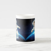 Cat astronaut in space bone china mug (Front)