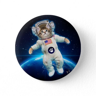 Cat astronaut in space button