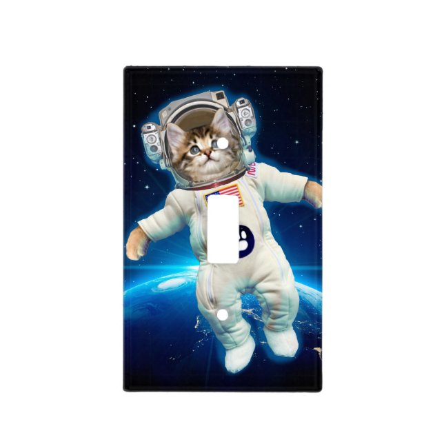Cat astronaut in space light switch cover (Front)