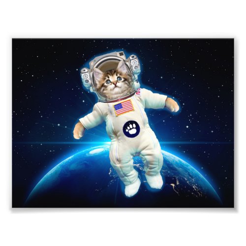 Cat astronaut in space photo print