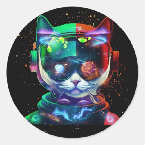 Cat Astronaut in Space Suit and Helmet in the Cosm Classic Round Sticker