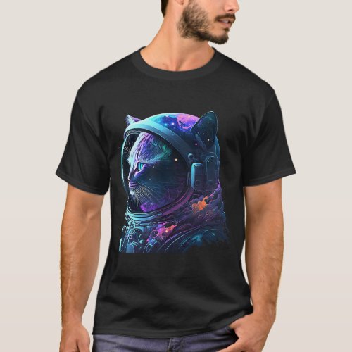 Cat Astronaut in Space Suit and Helmet in the Cosm T_Shirt