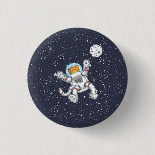 Cat Astronaut In Space Suit Funny Astronomy Button