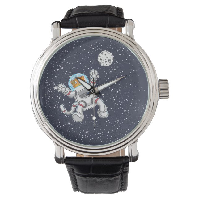 Cat Astronaut In Space Suit Funny Astronomy Watch (Front)