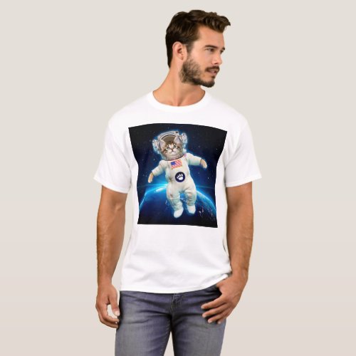 Cat astronaut in space T_Shirt