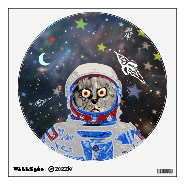 Cat astronaut in the galaxy wall sticker (Front)
