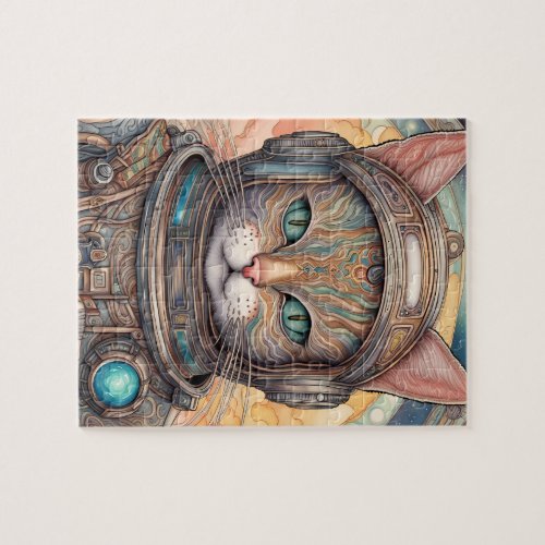 Cat Astronaut intricately detailed anime art  Jigsaw Puzzle