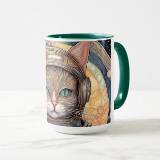 Cat Astronaut intricately detailed anime art 
