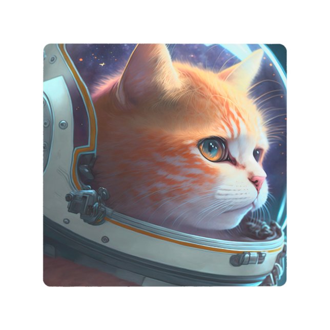 Cat Astronaut Metal Print (Front)