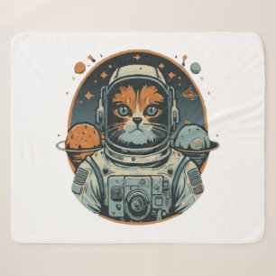 Cat-astronaut on Asteroids Sherpa Blanket